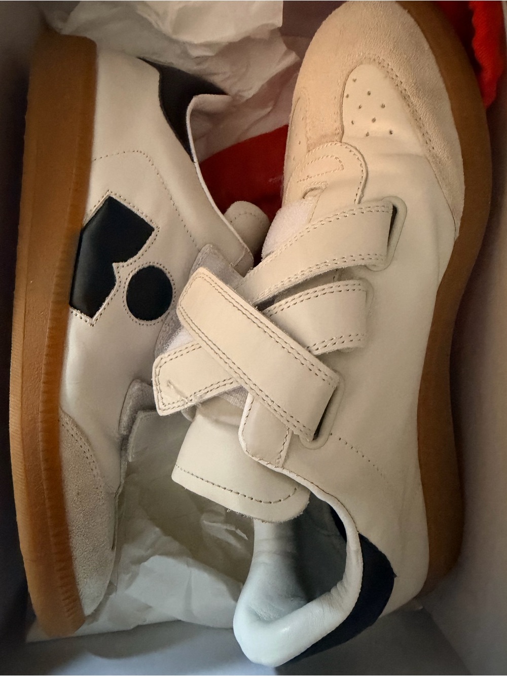 Isabel Marant White and Black women Velcro Sneakers with Gum Sole